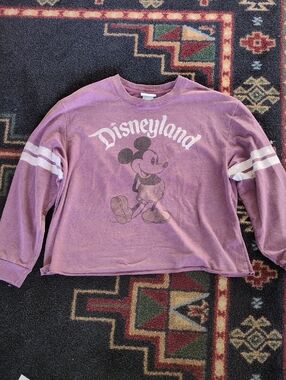 Disney Lavender Mickey Sweatshirt with White Sleeve Stripes
